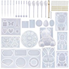 132 Pcs Silicone DIY Jewelry Casting Molds Set Necklace Jewelry Pendant Making