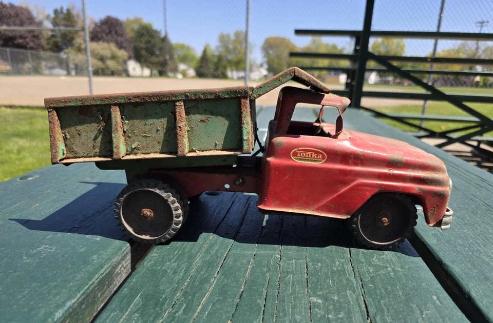 1960-е Tonka, Самосвал, Красный / Зеленый, Прессованная Сталь - Изображение 2 из 4