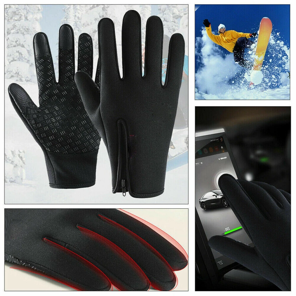 2 pares de luvas de inverno impermeáveis à prova de vento tela sensível ao toque luvas quentes masculinas femininas - Imagem 4 de 4