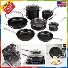 Cuisinart Hard Anodized Nonstick Cookware Set Prof. 12 Pc Pans Pots with Lids