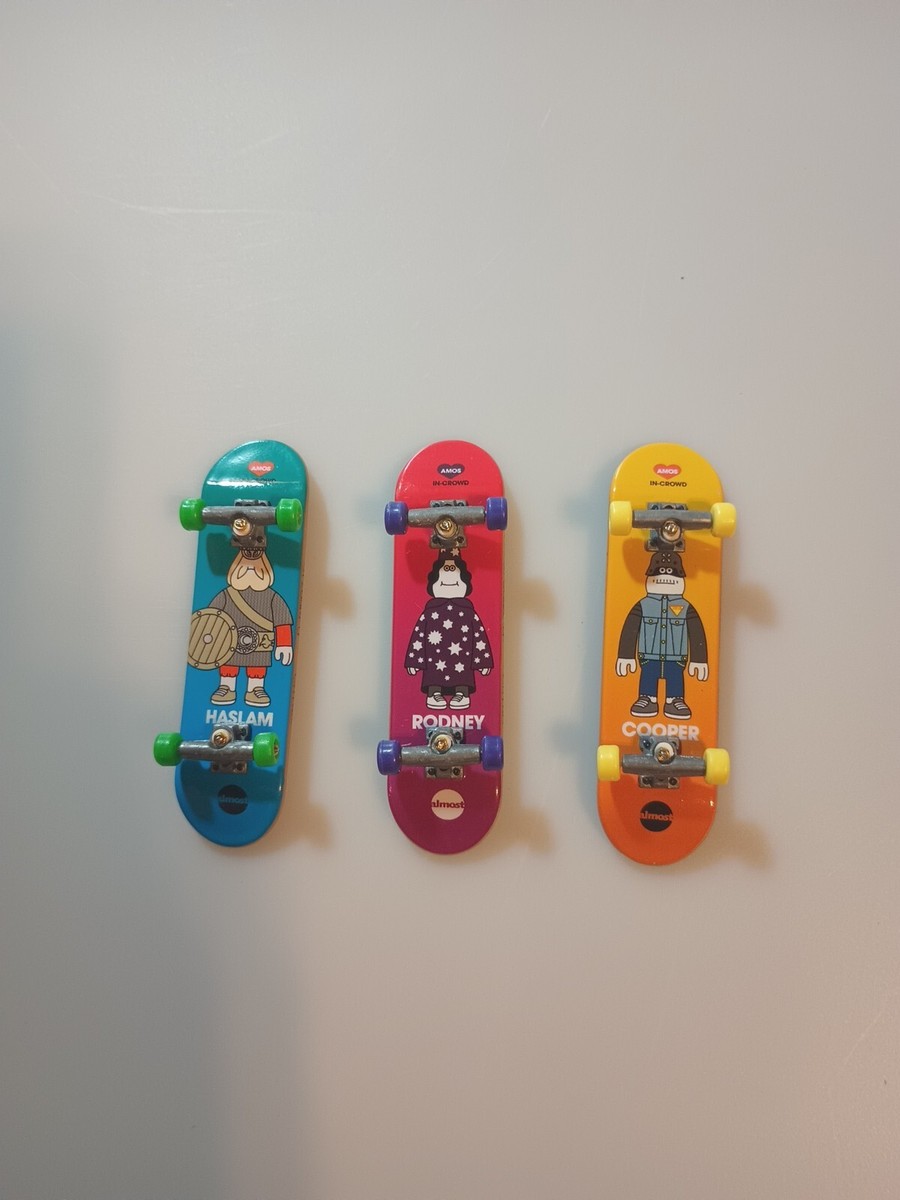 Vintage Amos Tech Deck Fingerboard Skateboard In-Crowd Almost  Haslem,Cooper,Rodn