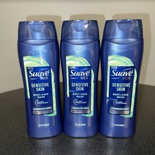 3 Pack Suave Men SENSITIVE SKIN Body  Face Wash Lemongrass  Moss 18oz.