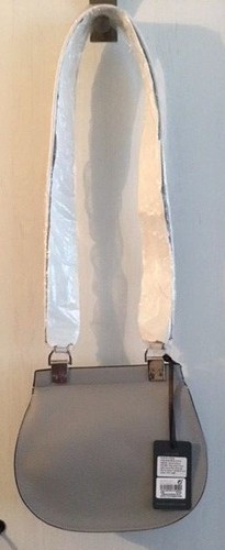 MODALU NEW SHARK GREY LEATHER MINI TRUDY FLAPOVER SADDLE SHOULDER BAG BNWT £170 - Picture 4 of 12