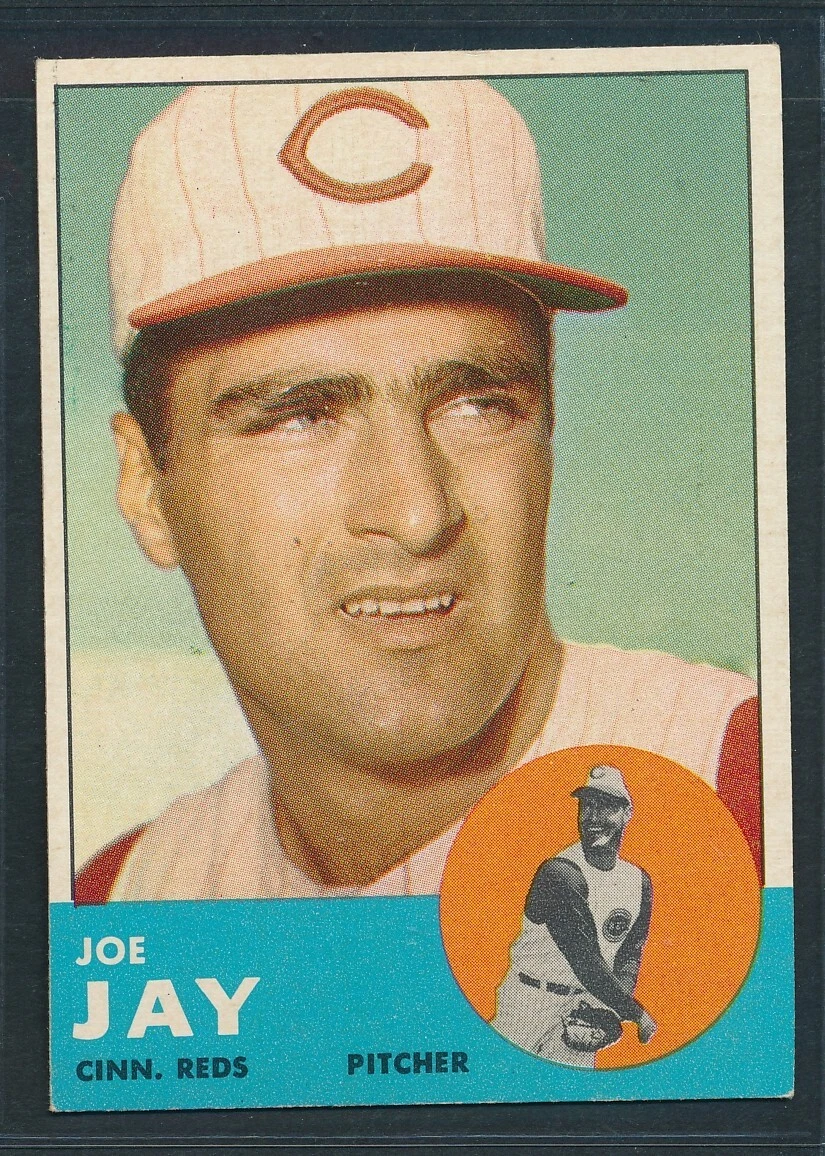 1963 Topps #225 JOE JAY Cincinnati Reds ~  VG-EX to EX wrinkle