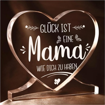 Hochwertiges Acryl Herz Geschenk für Mama    Erinnerung für jeden Raum