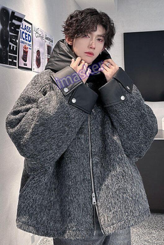 Stylish Men's Wool Blend Hooded Winter Coat for Youth