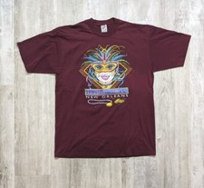 Vintage 90s New Orleans Adult XL Mardi Gras Mask T-Shirt USA Made