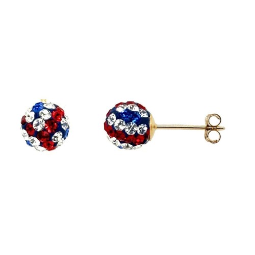 14K Yellow Gold Round Crystal Ball Push Back Stud Earrings 6 mm - Picture 16 of 28