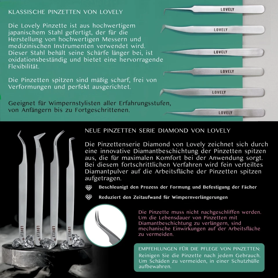 Wimpernverlängerung Wimpern Pinzette Wimpernpinzette Volumen Diamond von Lovely - Bild 2 von 4