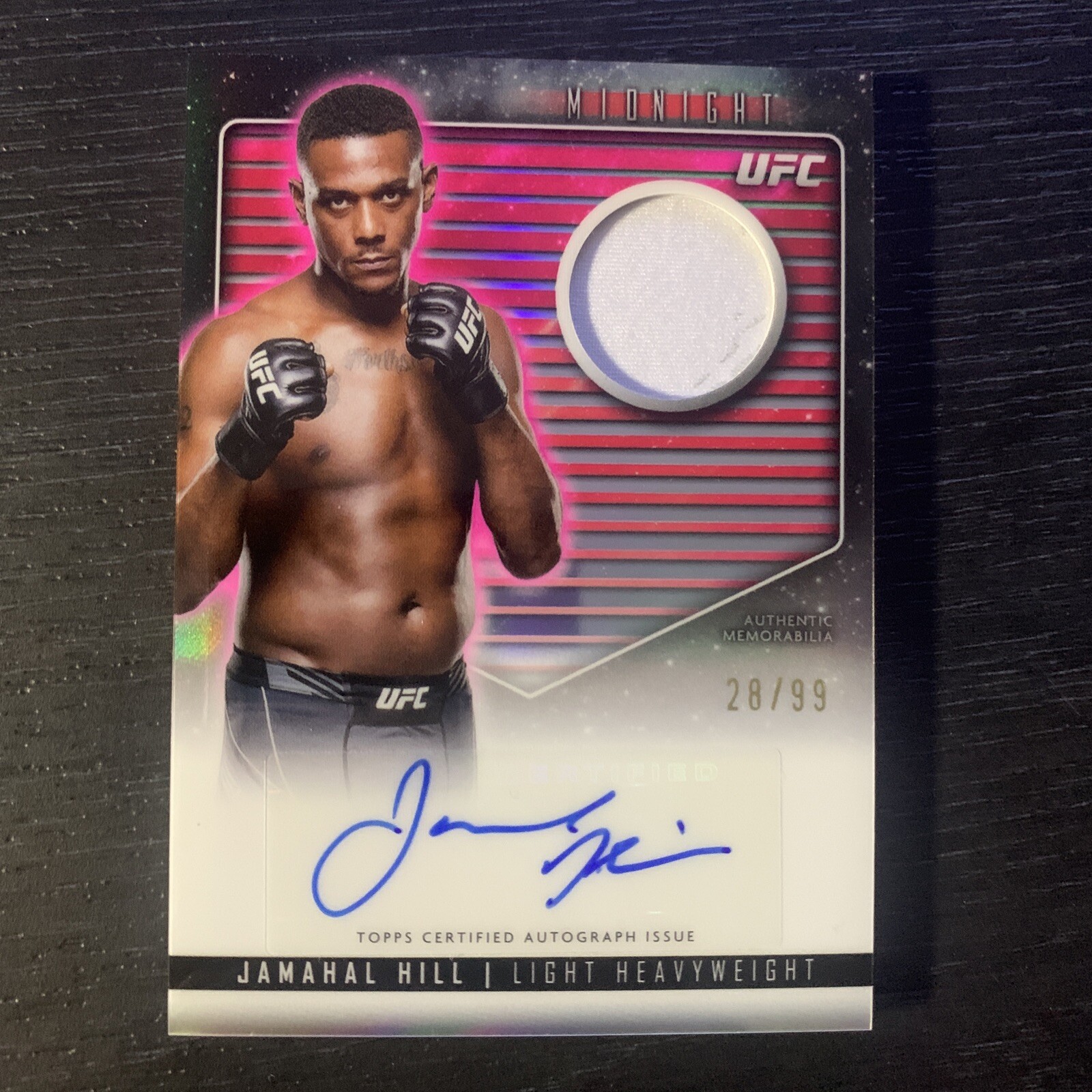 2024 Topps UFC Jamahal Hill Relic Autograph Twilight Parallel 28/99 Midnight