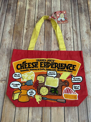 Trader Joe's- CHEESE ADVENTURES- Shopping Grocery Canvas Tote Bag- NWT