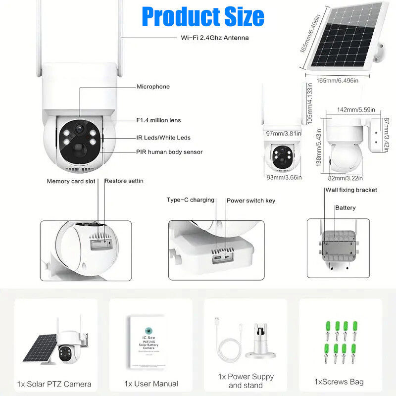 ICSEE 355° PTZ 4MP HD Wireless Security Camera Outdoor Solar/Battery WiFi Camera eBay