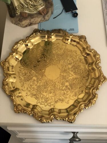 22 Carat Gold Plated Serving Tray,12”,Excellent Condition - Picture 1 of 5