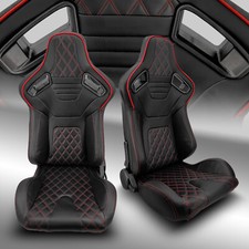 2 X Reclinable Pvc Leatherred Strip Leftright Racing Car Seats Slider