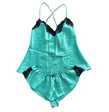 VTG Y2K Frederick's of Hollywood Size XS Satin Lace Cami Set Shorts Pajama PJ