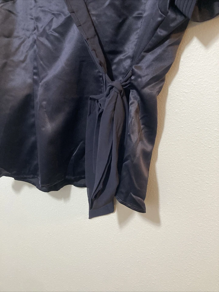 Blusa envolvente Mixit para mujer negra lazo cintura cremallera lateral talla grande Foto 2 de 4