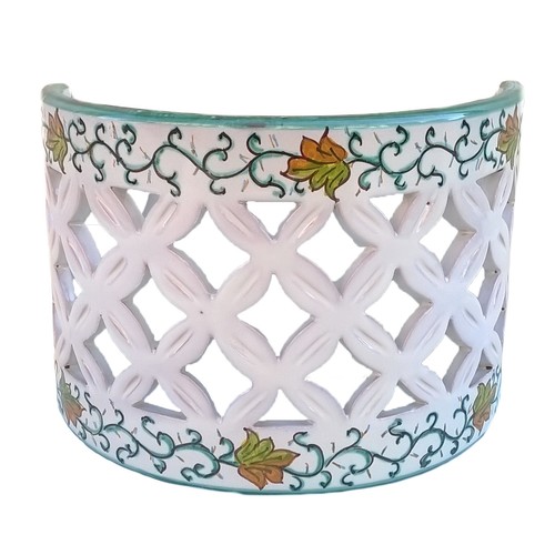 Lampadaire En Céramique De Vietri - Campanella Piena - Décor Floral Vert - Fait Main