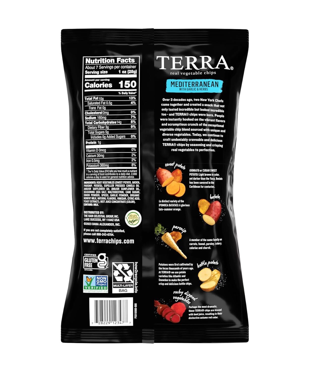 Terra Vegetable Chips, Mediterranean Garlic & Herbs 6.8 Ounce (Pack of