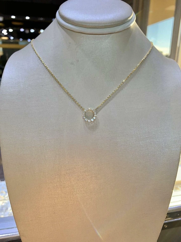 Круглая подвеска из настоящего муассанита 1,10 карата желтое золото 14 карат с серебряным покрытием - Изображение 2 из 3