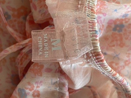 Love Colette Blouse Women’s Size M Peach Long Ruffled Sleeve Lace Boho Peasant - Picture 11 of 13