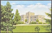 Men’s Dormitory University of Wyoming Laramie WY Vintage Postcard 1940s Era