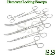 Hemostats / Locking Forceps 6 Piece Set 3-1/2" - 12" Curved Stainless Steel New