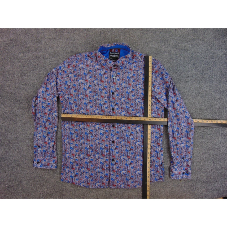 Barabas 衬衫男式 2XL 蓝色红色佩斯利长袖派对俱乐部服装粗体 — 第 4/4 张图片