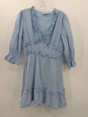 Pre-Owned Pink Lily Blue Size Large Knee Length Long Sleeve Dress
