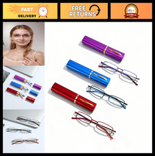 3 Pack Mini Reading Glasses, Slim Pocket Readers with Clip Case, Blue Light Bloc