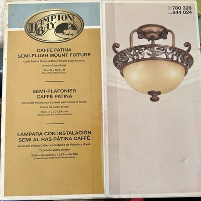 Hampton Bay Caffe Patina Traditional Style 2-Light Semi-Flush Mount Light Bronze