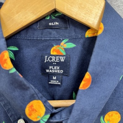 J.CREW Flex Washed Mens Slim Short Sleeve Fruit Button-Down Shirt - Size M