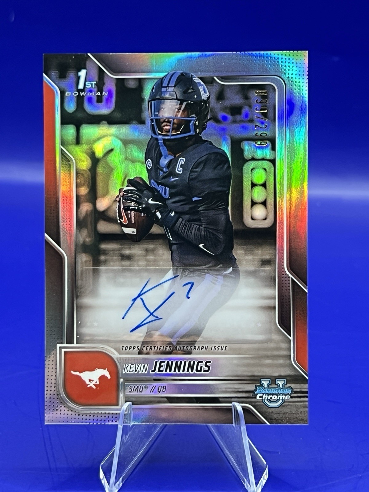 2025 Bowman U Chrome KEVIN JENNINGS 1st SMU Mustangs Auto /299 Refractor