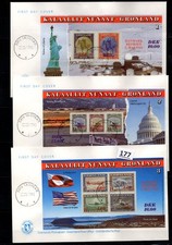 /// GROENLANDIA - 3 FDC - STATUA DELLA LIBERTA' - ARCHITETTURA 