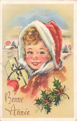 CP ILLUSTREE GOOD YEAR KLEINES MÄDCHEN KAPUZE GESCHENK STECHPALME - 61951