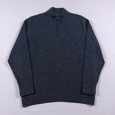 Barbour Sweater Mens XL Essential Tisbury Half Zip Flecked Gray Wool Blend