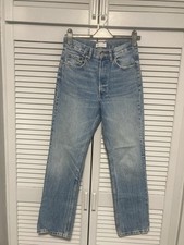 Zara High Waisted Light Blue Jeans Straight Legs