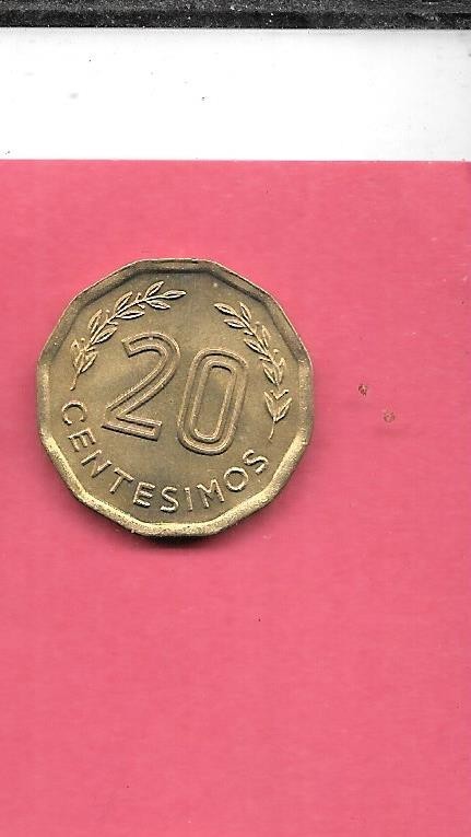 URUGUAY KM67 1977 UNCIRCULATED-BU MINT-BU 20 CENTESIMOS BRASS COIN