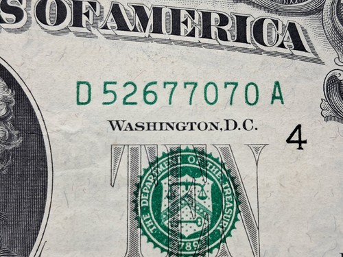 1969 10 Dollar US Currency Note Front Off Center Print - Picture 9 of 14