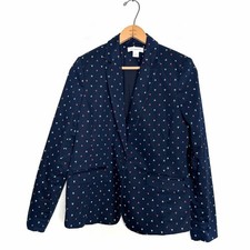 Liz Claiborne Navy Blue Dot Patterned Single Closure Blazer Woman's Size 6