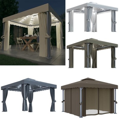 Pavillon mit Vorhängen LED Lichterketten Partyzelt Festzelt Gartenzelt vidaXL
