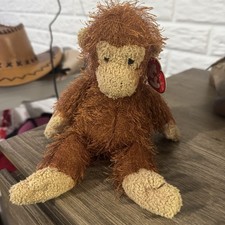 Vintage 2002 Ty Punkies Beanie Zig Zag Monkey Plush 9” Animal Fuzzy Hair Brown