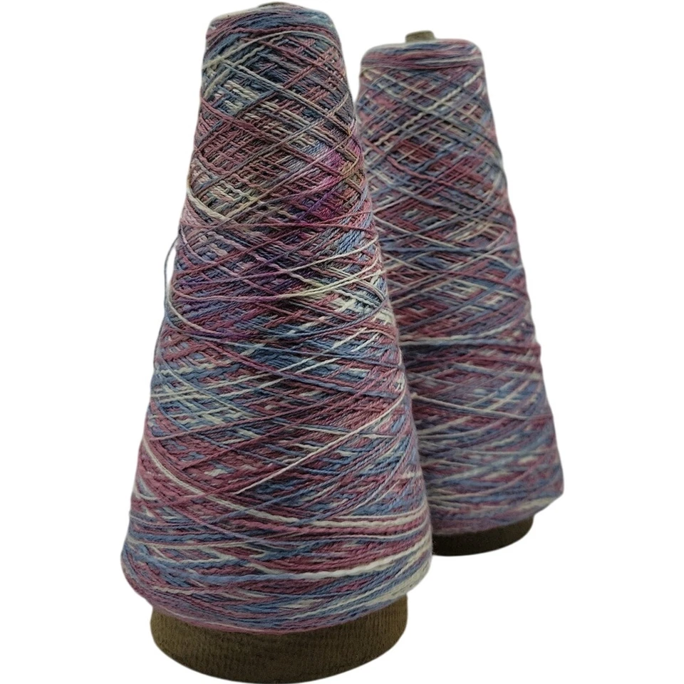 Vintage Multicolor Variegated Weaving Knitting Crochet Thread Cone Yarn - Image 4 of 4