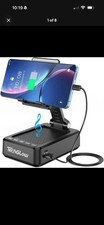 TechGlow Foldable Cellphone Stand with Bluetooth Speaker and Power Bank Black