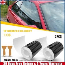 2x GLOSSY BLACK De-chroming CHROME DELETE TAPE Wrapping Vinyl Wrap 10cm DECHROME