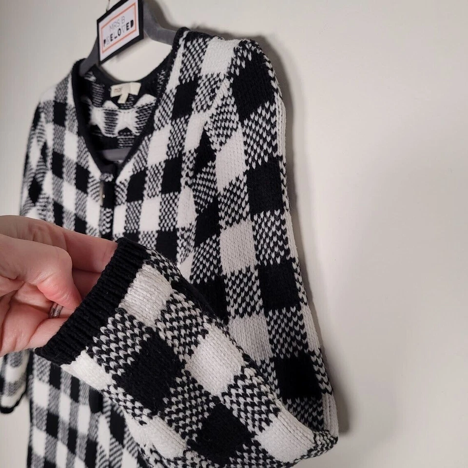 Vestido Maje Negro Blanco Pequeño UK 8 EU 36 Tejido Cuadros Mod Manga Corta 3/4 Preciado Foto 4 de 4