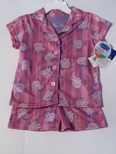 NWT Peppa Pig Toddler Girl 3T Short Sleeve Button Down 2 Piece Pajama Set