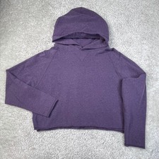 Lululemon Please Me Pullover Crop Hoodie Purple Black Swan Womens 12