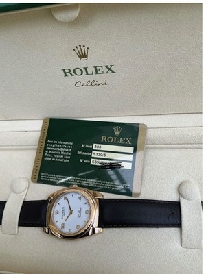 Rolex Cellini 5330/5 Solid 18k Rose Gold  White Roman Dial With B&P 2013