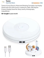 10 Inch Electric Motorized Rotating Turntable Cup Display Stand with LED, 44 Lb 