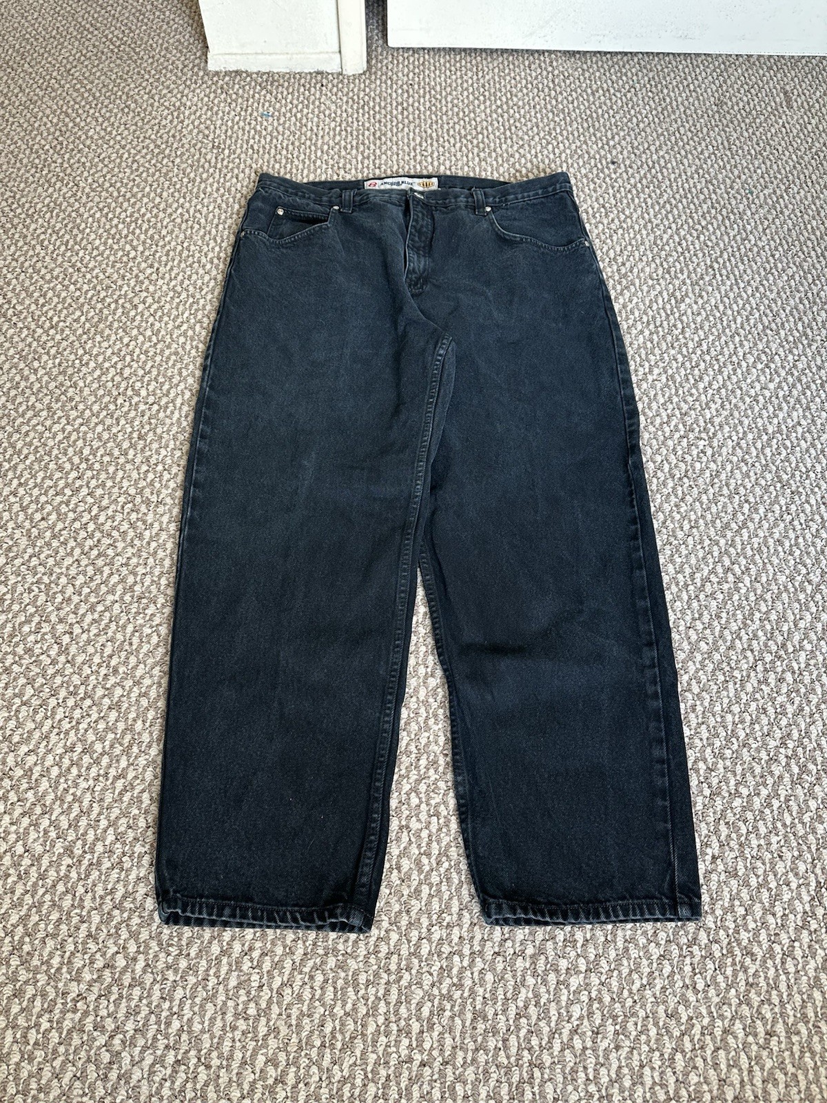Vintage Y2K Anchor Blue Loose Black Denim Jeans Men’s 40x30 Baggy Streetwear